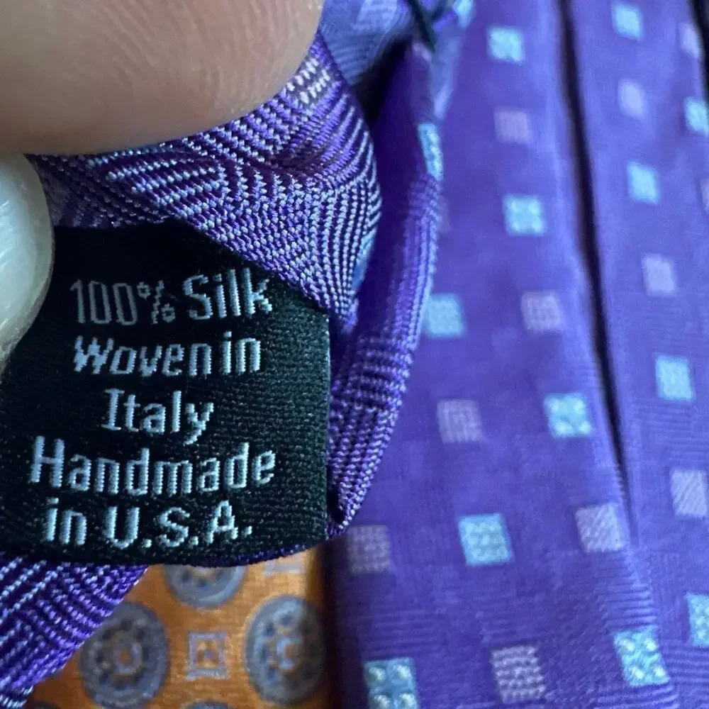 Set of 5 David Donahue Silk Ties Orange White Blue Purple